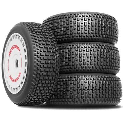STMU OD 4.65inch 1/8 RC Buggy Rubber Tires Tyre w/Plastic Rim 17mm Hex Compatible with ArrmaTyphon 4WD ARA8306 ARA8606V5 Kyosho Exceed RC Traxxas Redcat HSP HPI 1/8 Scale Off Road Car Buggy (White)
