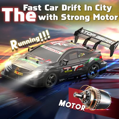 RC Drift Car for Adults, 1/16 Drifting RC Cars 4WD 2.4GHz Black Remote Control Car Hobby Racing Drifting Cars with LED Light Rechargeable Batteries and Drift Tires Toy Car for Kids Boys - color: Black 88