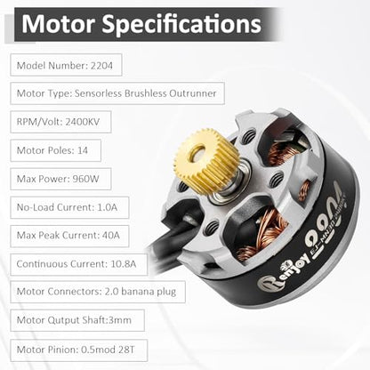 2204 2400KV Brushless Outrunner Motor with Mount and 30A Brushless ESC Electric Speed Controller for Axial SCX24 1/24 Remote Control Crawler Upgrade - color: Titanium, Without transmission