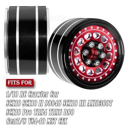 RC 2.2 Beadlock Wheels Adjustable 4 Offsets Rims for 1/10 RC Crawler Car SCX10 SCX10 II 90046 SCX10 III AXI03007 SCX10 Pro TRX4 TRX6 D90 Gen7/8 VS4-10 MST CFX,Red - color: Red (2.2 Beadlock Wheels Rims)