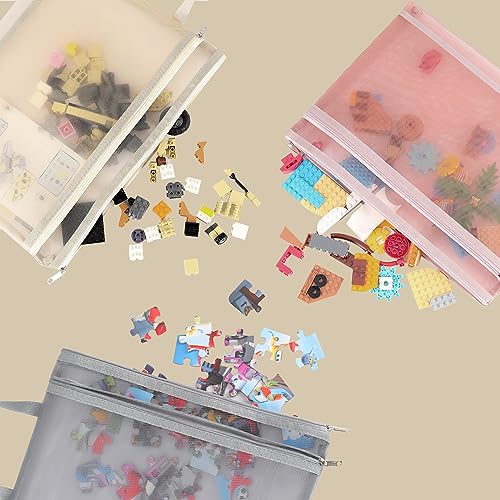 10 Pack Mesh Zipper Pouch Bags，A4 Toy Storage & Organization Bag | Double-Layer Nylon, Puzzle Building Block Sets Toy Storage , Breathable See Through Zipper Pouch with Handle for School Game - size: 2L-10A4
