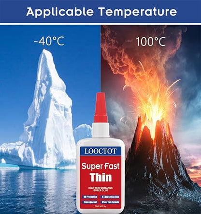 LOOCTOT 60g(2.12 oz) Thin Super Glue Dries Super Fast (2-5 Sec) Premium CA Glue for Woodworking, Woodturning, Hobby Models, CA Finish, Inlays. Waterproof Clear - style: CA-thin