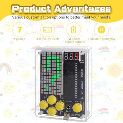 PEMENOL 7-in-1 Game Soldering Project Kit | DIY Game Console Electronics Kit for Electronics Learning, 3 Difficulty Levels, for Teens 15+ & Adults Soldering Practice