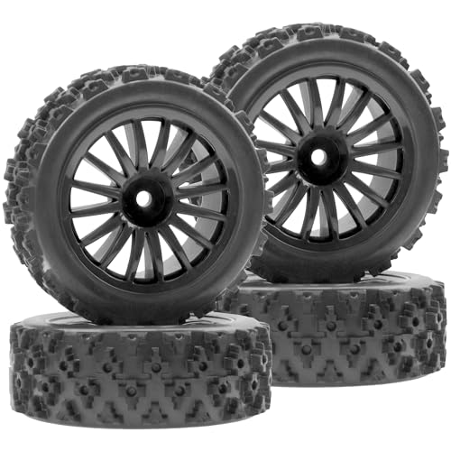 4Pack Vgoohobby OD2.83in 1/10 On Road Rubber Tires w/Nylon Wheel Rims 12mm Hex Compatible with HSP HPI Redcat Tamiya Traxxas 1/10 RC On Road Racing Touring Car (Black) - color: Black