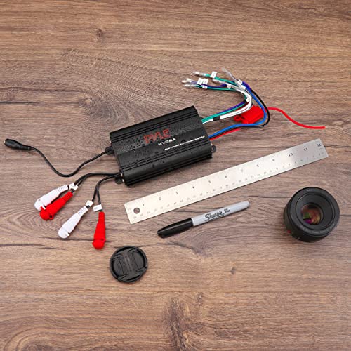 Pyle 800W 4-Channel Hydra Marine Micro Amplifier - Waterproof - GAIN Level Controls - RCA Stereo Input - 3.5mm Jack - MP3 - Volume Control - Short Protection - For Boat & Vehicle Use - PLMRMP3B