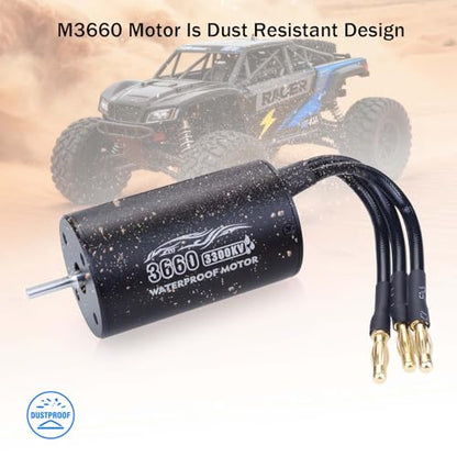Surpass Hobby 3660 Brushless Motor 3300kv Waterproof 80A 4 Poles sensorless Shaft 3.175 Motor for 1/10 RC Racing Car - size: 3300KV, style: 3660 Motor