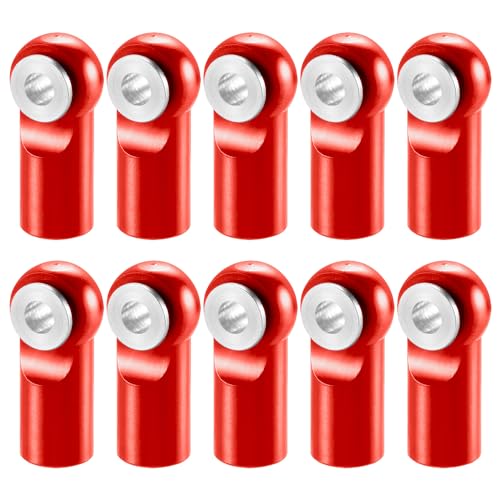 MOHERO 10Pcs M2 Tie Rod End Ball Joint Link Ball Head Holder for RC Car Truck Upgrade Part (Red) - color: Red