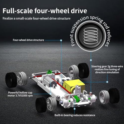 Aetheria 1/43 RC Drift Racing Car, 4WD Fully Proportional Mini Electric Race Vehicle with LED Lights Remote Control High Speed Car for Adult Outdoor - Ready to Run (White Blue) - color: White Blue