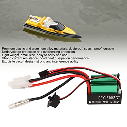 RC Brushed ESC,65A Waterproof Anti-Interference with Overheating Low Voltage Protection High Current ESC for RC Cars Boats Racing Marine Adventures Hobbyists