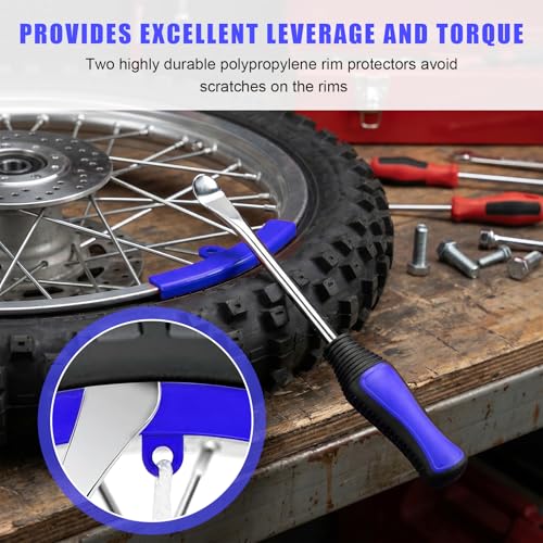 26 PCS Tire Spoons, Professional Tire Spoon Lever Changing Tool with Storage Bag, Universal Steel Tyre Spoon Kit with 4-Way Valve Tool & Rim Protector for Motorcycle Dirt Bike