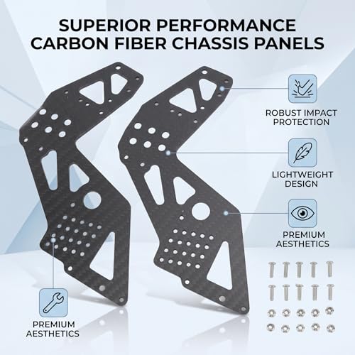 VBESTLIFE 2Pcs Chassis Side Panels, Anti Scratch Carbon Fiber RC Chassis Side Plate for 1:8 LMT 4WD Solid Axle RC Off Road Vehicles (Black)