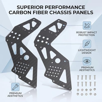 VBESTLIFE 2Pcs Chassis Side Panels, Anti Scratch Carbon Fiber RC Chassis Side Plate for 1:8 LMT 4WD Solid Axle RC Off Road Vehicles (Black)