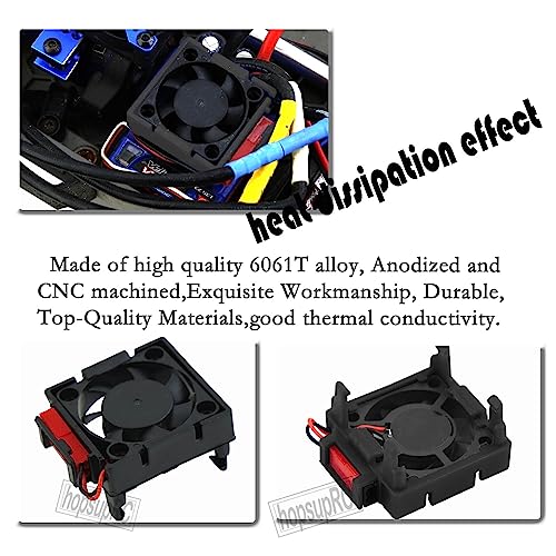 Upgrades for 1/10 Slash/Stampede/Bandit 2WD 4WD,Aluminum 3660 540 550 Motor Cooling Fan with 36-38mm Adjustable Mount & VXL-3s ESC Cooling Fan High Velocity Fan Heatsink Set,Black - color: Black/for Slash