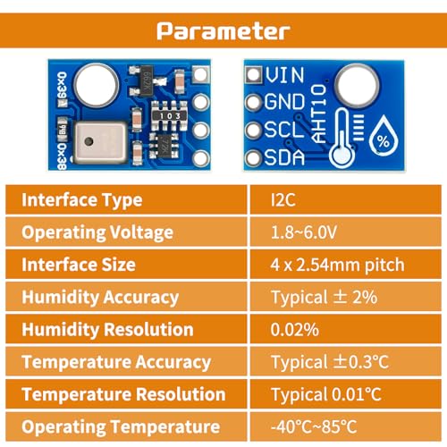 AHT10 Temperature and Humidity Sensor Module 10pcs | High Precision, I2C Communication, Replace DHT11 SHT20 AM2302