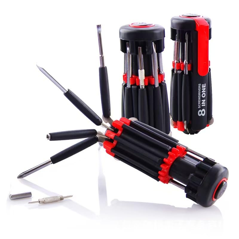 8-in-1 Multi-Function Screwdriver Set | 6 LED Flashlights, Assorted Bits