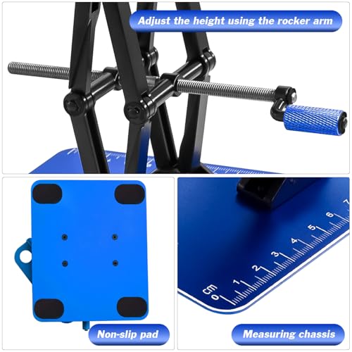 RC Car Work Stand Lift Lower w/Screw Tray for 1/8 1/10 1/12 RC Cars, Blue | Adjustable Aluminum RC Car Repair Stand for 1/8 1/10 1/12 Scale RC Crawler Truck Traxxas Slash TRX4 Arrma Axial SCX10 - color: Blue