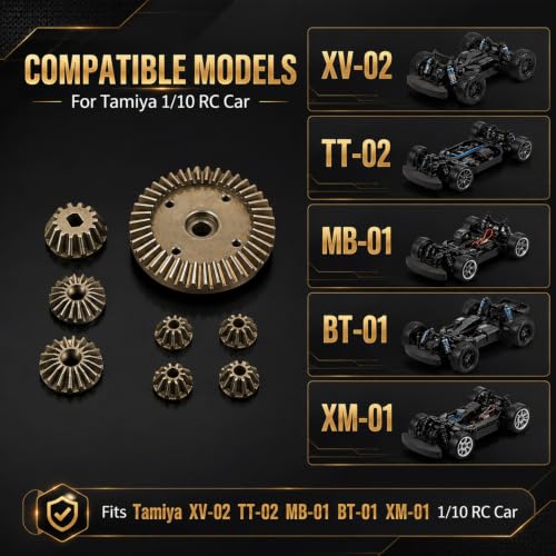 Metal Differential Gear Set 39T 22049 for Tamiya XV-02 TT-02 MB-01 BT-01 XM01 1/10 RC Car Upgrade Front/Rear Gear Diff Replacement Hop-Up Parts - color: Differential Gear