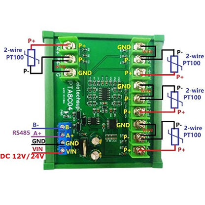 4ch DC 12V 24V -40~500 Celsius PT100 RTD RS485 Temperature Sensor Module Modbus RTU Platinum Thermal Resistance Collector (1PCS B 12V with Rail Box) - color: 1PCS B 12V with Rail Box