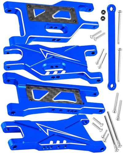 RC Alloy Suspension Arms w/Tie Bar Upgrades Part for 1/10 Slash 2WD,Slash 2WD VXL,4PCS RC Aluminum Front Rear A Arms Hop Ups,Navy Blue