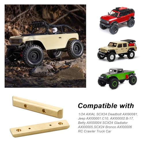 Hobbypark Brass Boulder Bars Weights for 1/24 Axial SCX24 AXI90081 AXI00001 AXI00002 AXI00004 AXI00005 AXI00006 RC Crawler Car Replacement Parts (2-Pack)