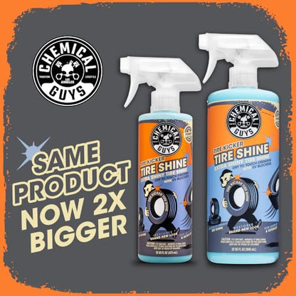 Chemical Guys, Tire Kicker Extra Glossy Tire Shine for Rubber & Trim, 32 oz | Sprayable dressing revives a deep wet look on tires, trim and bumpers, dries to the touch with no greasy sling - size: 32 Fl Oz (Pack of 1), style: Only