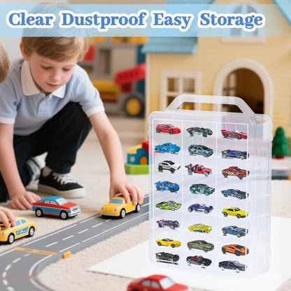 Ngdiluxury Double Sided Storage Case for Hot Wheels Storage with Carrying Handle, Portable 1/64 Scale Toy Cars Storage Box Compatible with 46 Matchbox Hot Wheels Storage, Case Only (1 Pack)
