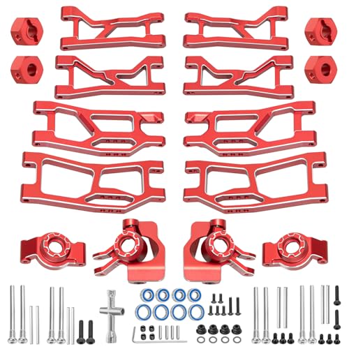 Aluminum 1/16 Suspension Arms Front Rear and Upper Lower Suspension Arms | for Traxxas 1/16 Mini XRT Monster Truck Upgrade, Red - color: Red
