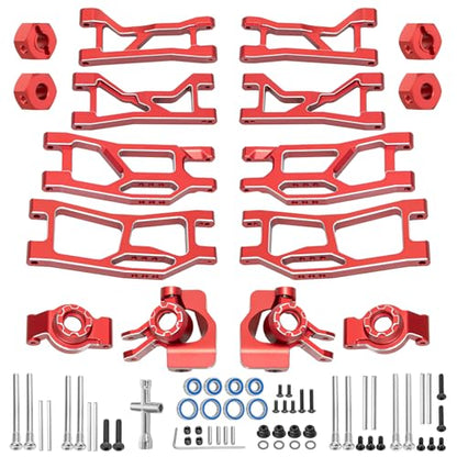 Aluminum 1/16 Suspension Arms Front Rear and Upper Lower Suspension Arms | for Traxxas 1/16 Mini XRT Monster Truck Upgrade, Red - color: Red