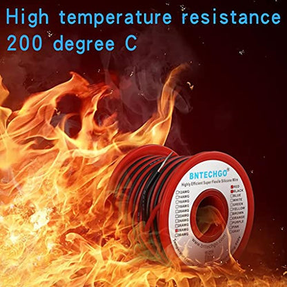 BNTECHGO 28 Gauge Silicone Wire Spool Red and Black Each 25ft 2 Separate Wires Flexible 28 AWG Stranded Tinned Copper Wire | Flexible 28 AWG Stranded Tinned Copper Wire Silicone Rubber Insulation For RC Models, Drone, Robot, EV Charger, 3D Printer - size: