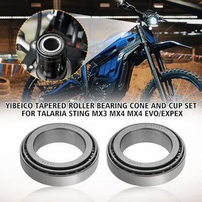 Tapered Roller Bearing Cone and Cup Set for Talaria Sting MX3 MX4 MX4 EVO/EXPEX, Chrome Steel Taper Bearing Set Bowl Set Conical Bearing for Taparia