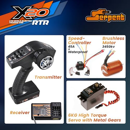 Serpent 1:10 4WD Brushless Electric Touring RC Car RTR | Carbon Fiber & CNC Aluminum Parts, High Speed Racing Vehicle, Blue (Battery & Charger Not Included) - color: Blue