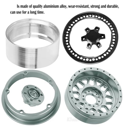 RC Crawler 2.2 Beadlock Wheels and Rim for 1/10 SCX10 90046 AXI03007 TRX4 TRX6 VS4-10 Gen7 Gen8 MST CFX D90 RC Car,2.2 Wheel Rim (4PCS) Wheel Hub,Metal Beadlock Wheels Rims,Titanium - color: Titanium- (Wheel Rims)