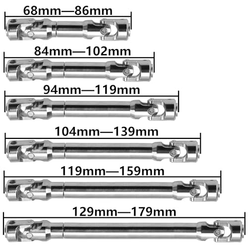 2Pcs Vgoohobby Universal Drive Shaft RC Crawler Driveshaft Compatible with Traxxas TRX4 Axial SCX10 AXI03007 Redcat Gen7 RC4WD D90 TF2 1/10 RC Crawler Car (Silver,104-139mm) - color: Silver, size: 104-139mm