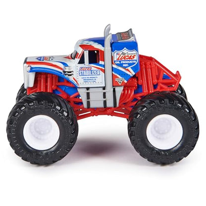 Monster Jam Lucas Stabilizer Monster Truck- New 2024 Monster Truck - 1:64 Scale Die-Cast Vehicle-Chrome Rims and BKT Tread Tires for Use in All Playsets-Mini Collectible for Fans & Birthday Parties