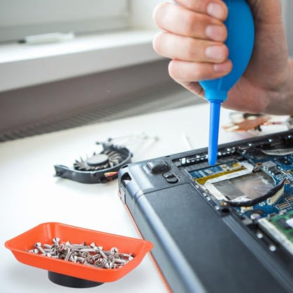 16 PCS Orange Magnet Screw Trays, 2 Sizes Stainless Steel Magnetic Parts Trays, Orange Magnetic Tool Tray for Collecting Nuts, Screws, Bolts, Small Parts 5.9x2.5/3.6x2.4 inch