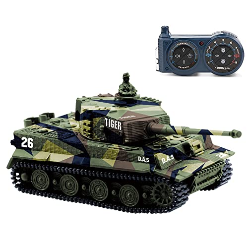 Cheerwing 1:72 German Tiger I Panzer Tank Remote Control Mini RC Tank | 360°Rotating Turret,light and Sound,High/low speed switch,RC Toys for Boys Girls and Kids