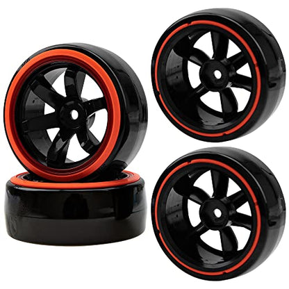 1/10 RC Drift Car Tires Hard Plastic Tyre & 12mm Hex Hub Wheel Rims 6 Spoke & 1/10 RC Drift Car Tires Hard Plastic Tyre & 12mm Hex Hub Wheel Rims 6 Spoke