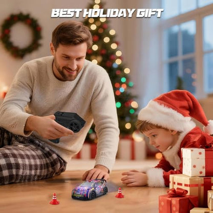 1:32 Scale mini rc Drift car 4WD 25KM/H, 2.4GHz Stunt Drifting RC Toys with LED Lights 4 Obstacles, Rechargeable Racing Car Suitable as a Gift for Adults and Children - color: 1:32 Mini Rc Car-red