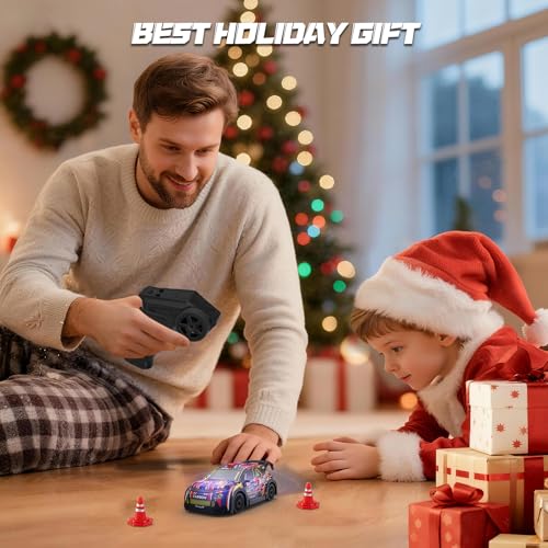 1:32 Scale mini rc Drift car 4WD 25KM/H, 2.4GHz Stunt Drifting RC Toys with LED Lights 4 Obstacles, Rechargeable Racing Car Suitable as a Gift for Adults and Children - color: 1:32 Mini Rc Car-red