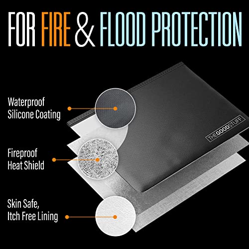 Fireproof Document Pouch (10"x13") - Protect Cash and Papers from Fire | 2000°F Rated - Zippered Water-Resistant Storage for Passports, Certificates, Money and Important Documents - style: Cash Bag