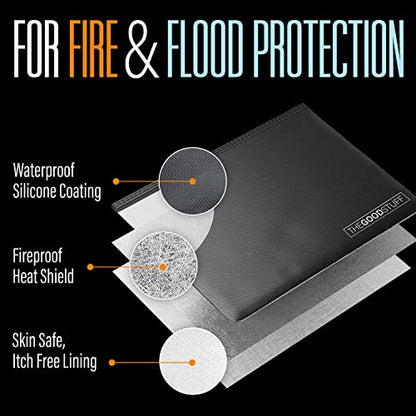 Fireproof Document Pouch (10"x13") - Protect Cash and Papers from Fire | 2000°F Rated - Zippered Water-Resistant Storage for Passports, Certificates, Money and Important Documents - style: Cash Bag