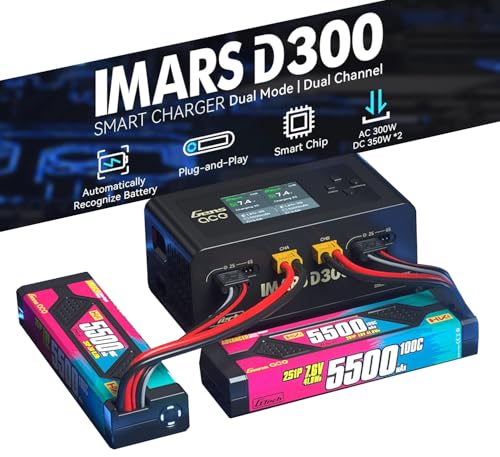 IMARS D300 Balance Charger, Gens Ace Dual Channel for RC 1~6S.Black | AC 300W / DC 700W (350W*2) 16A Smart Charger | G-Tech