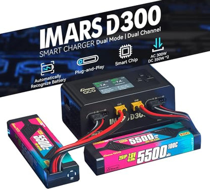 IMARS D300 Balance Charger, Gens Ace Dual Channel for RC 1~6S.Black | AC 300W / DC 700W (350W*2) 16A Smart Charger | G-Tech