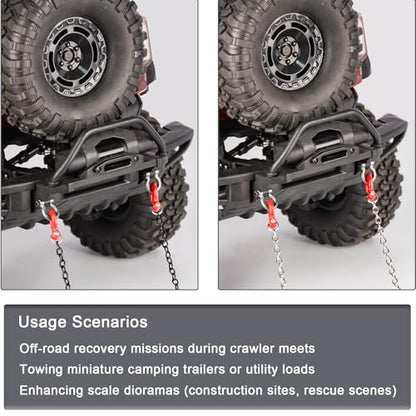 High-Simulation Metal Tow Hook + 100cm Chain Kit for 1/10 Scale RC Crawlers – Compatible with Traxxas TRX4, Axial SCX10 Series – Off-Road Recovery & Realistic Upgrade - color: Black