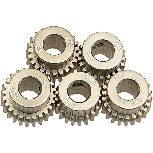 ShareGoo 7075 Aluminum Alloy 48DP 5mm Pinion Gear Sets 20T 21T 22T 23T 24T Motor Gears Fit 5mm Shaft Compatible with HPI Losi Axial Traxxas Tamiya 1/10 RC Car,5Pack