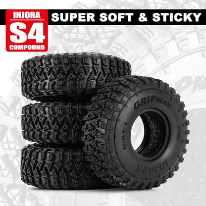 INJORA S4 1.3" 68 * 24mm Tires for TRX4M SCX24 1/18 1/24 RC Crawlers(T1350)
