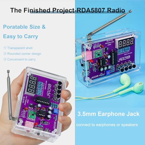Upgraded RDA5807 Radio Soldering Kit,DIY Solder Project, Portable Radio DIY Electronic Kits, Practice Soldering Kit for Learning and Teaching Solder and Electronic