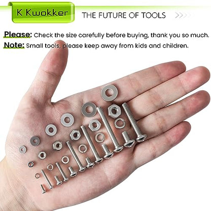 1059Pcs Nuts and Bolts Assortment Kit Phillips Pan Head #2-56#4-40#6-32#8-32#10-24#12-24 Machine Screws, K Kwokker 26 Sizes 304 Stainless Steel Screws Nut and Bolt Assortment with Screw Organizer - size: E. #2-56 - #12-24