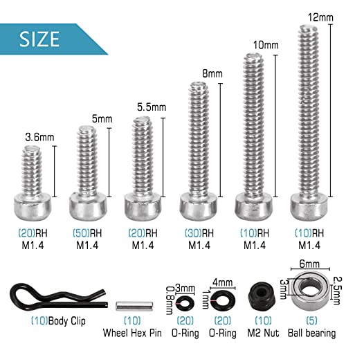 INJORA Stainless Steel Screws Set with Box for 1/24 Axial SCX24