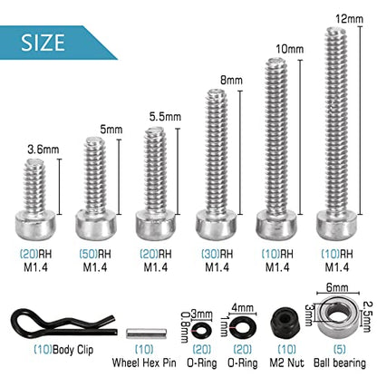 INJORA Stainless Steel Screws Set with Box for 1/24 Axial SCX24